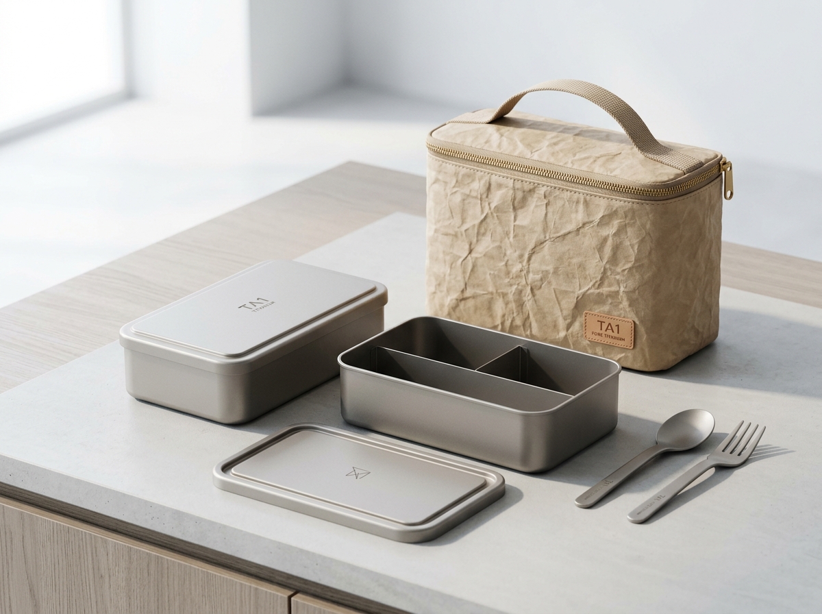 1200ml Double-Tier Pure Titanium Stackable Tiffin Meal Box